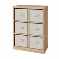 Opbevaringsreol med 6 stofskuffer, lysebrun og beige, 60 x 30 x 90 cm