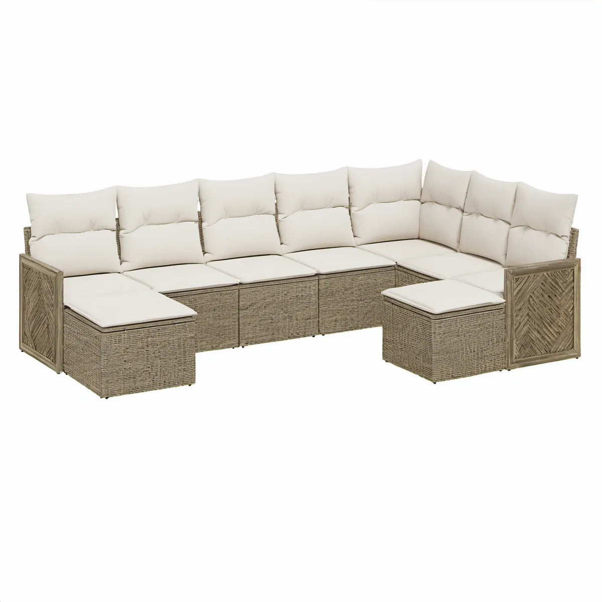 U-formet havesofasæt 300 x 230 x 85 cm i PE-rattan og akacietræ grå/gråbrun/beige