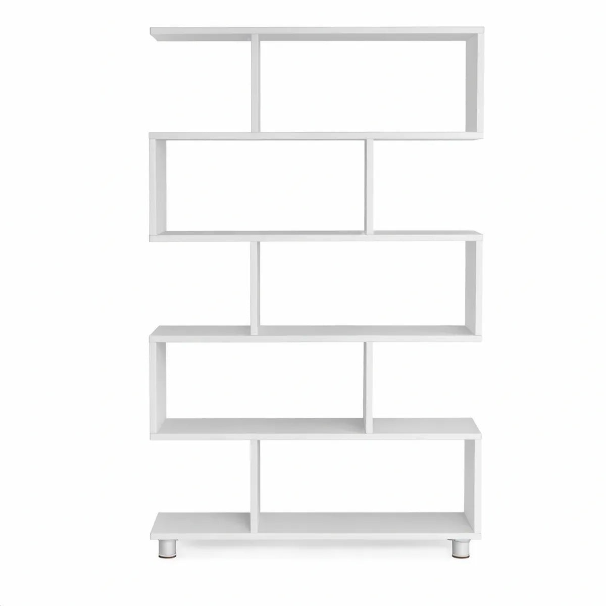 Hvid asymmetrisk reol med 5 hylder, 60 x 24 x 158 cm