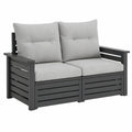 2-personers havesofa i pulverlakeret aluminium, antracitgrå/lysegrå, 124 x 70 x 80 cm