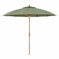Rund haveparasol Ø270 x 250 cm i polyester og eukalyptustræ, grøn/natur