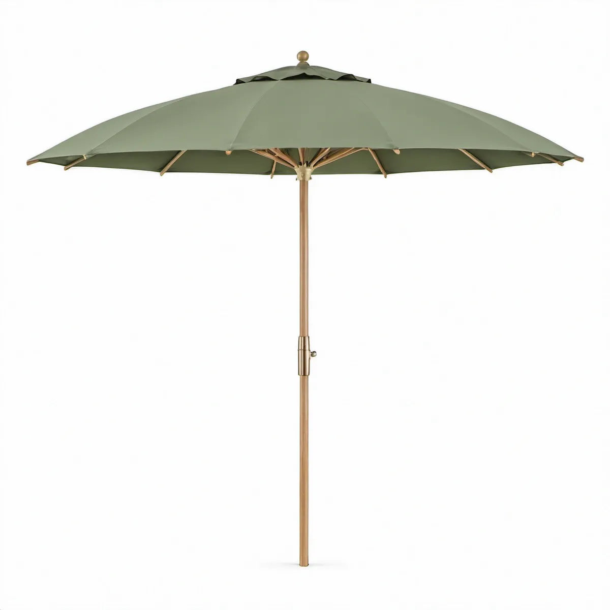 Rund haveparasol Ø270 x 250 cm i polyester og eukalyptustræ, grøn/natur